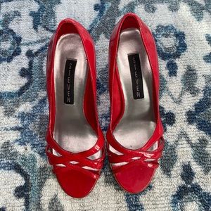 Steven Red Open Toe Heels